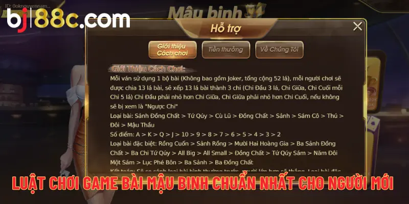 The most standard Mau Binh card game rules for beginners