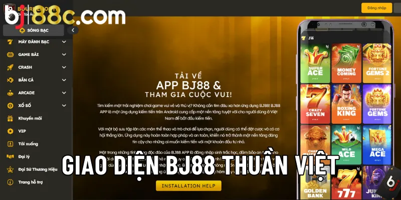 Giao diện Bj88 thuần Việt